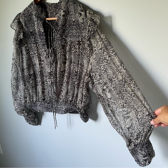 Free People Roma Blouse Snakeskin Print Size Large - Picture 4 of 11